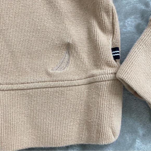 Nautica Tan Shawl Neck Pullover Sweater Medium Fall Winter Casual Classic - Picture 3 of 8